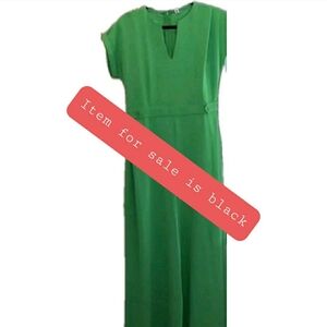 UOOZEE Solid Black Jumpsuit XL Wide Leg Short Sleeve V Neck Tab Waist Detail